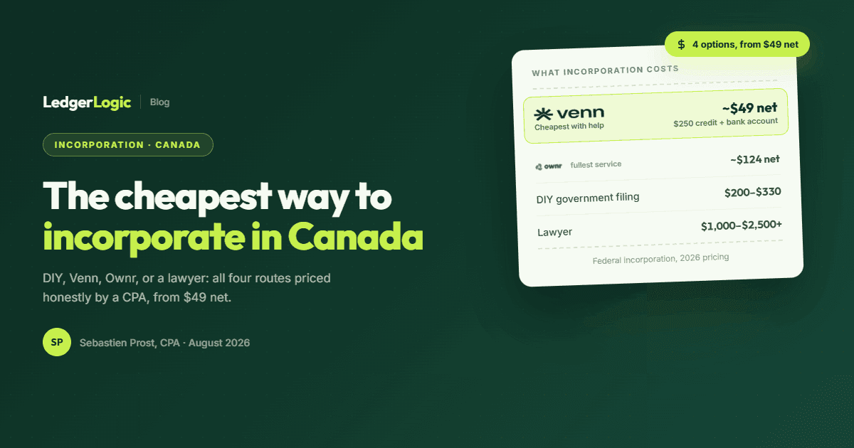 The Cheapest Way to Incorporate in Canada (2026): 4 Options Priced