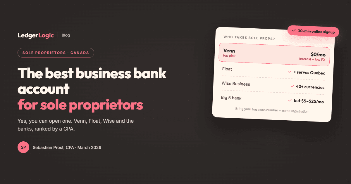 Best Business Bank Account for Sole Proprietors in Canada (2026)